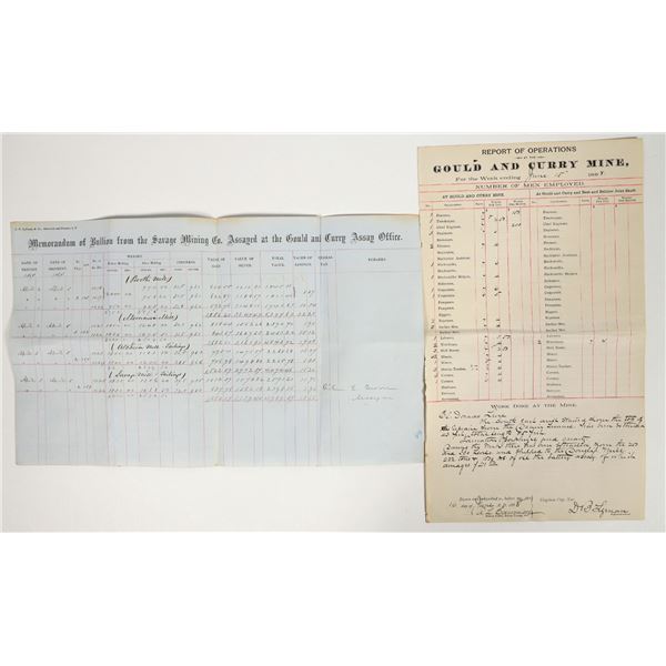 Gould & Curry Rare Ephemera Pair: Assay & Mine Report [202670]