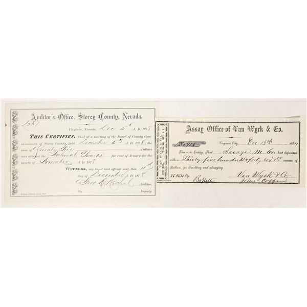 Virginia City, Nevada Assay Receipt & National Guard Receipt [202468]