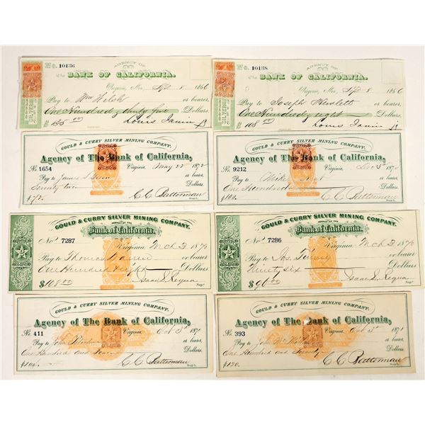 Comstock Check Collection with Nevada Revenue Stamps (RN & Adhesive) [202038]