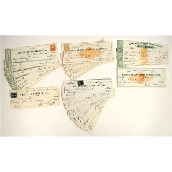 Gould & Curry Silver Mining Check Collection (5 Different Superintendents) [202032]