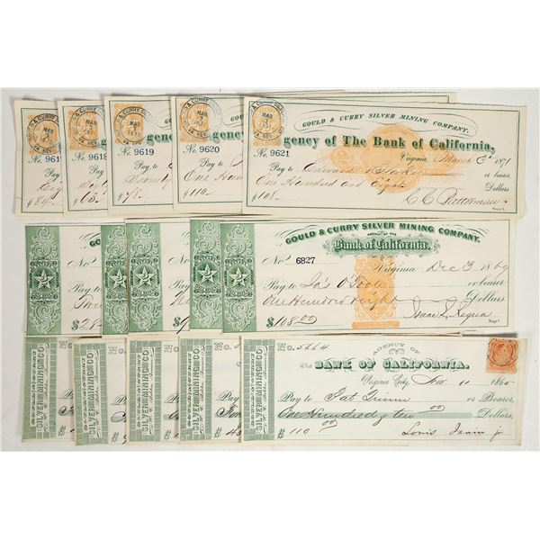 Gould & Curry Silver Mining Co. Check Collection (Three Different Styles, 15 checks) [200787]