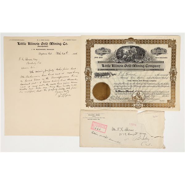 Little Illinois Gold Mining Co. Stock & Letter, 1914, Drytown, CA [201690]