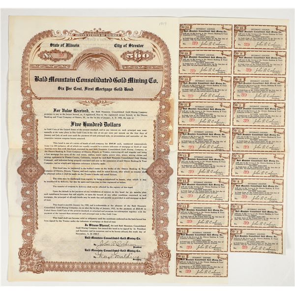 Bald Mountain Consolidated Gold Mining Company Bond, 1909 [201721]