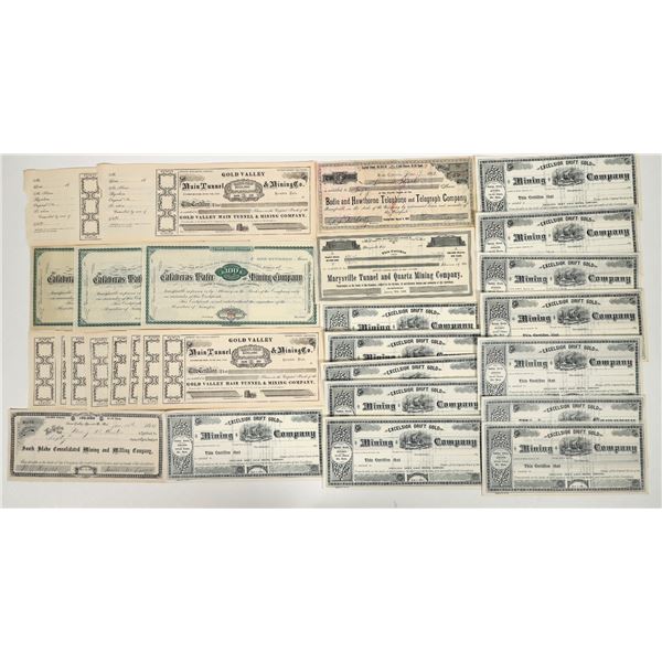 California Unissued Mining Stock Group Plus Bonus Issued Bodie, CA Stock [200860]