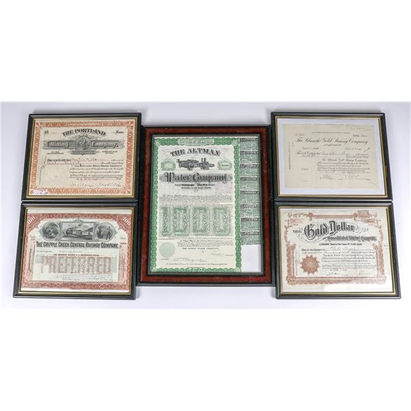 Cripple Creek Stocks & 1 Bond, Framed [177298]