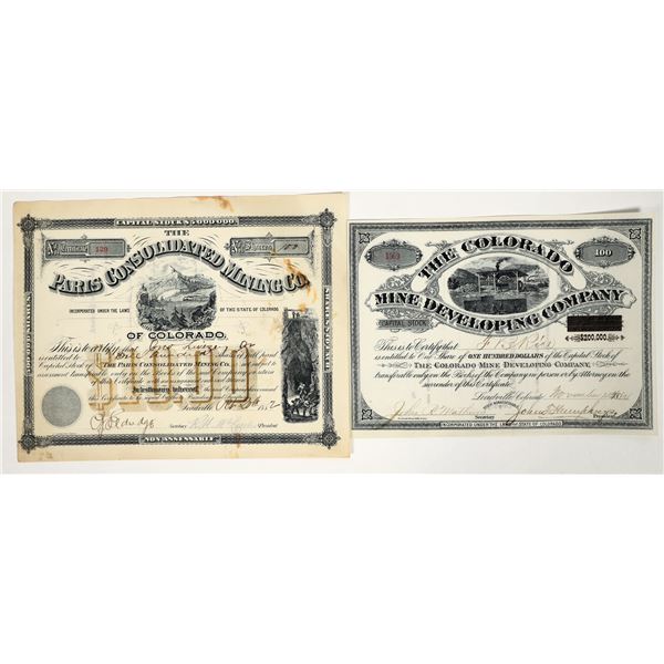 Two Different 1880s Leadville, Colorado Mining Stocks [200863]