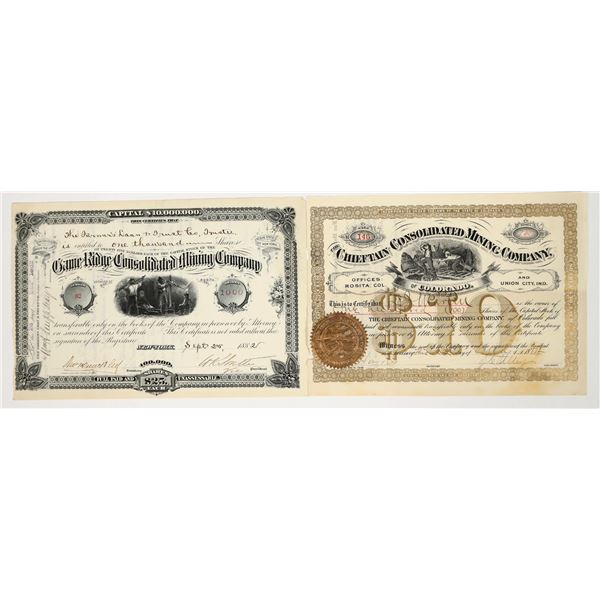 Two Different Rosita, Colorado Mining Stock Certificates [200862]