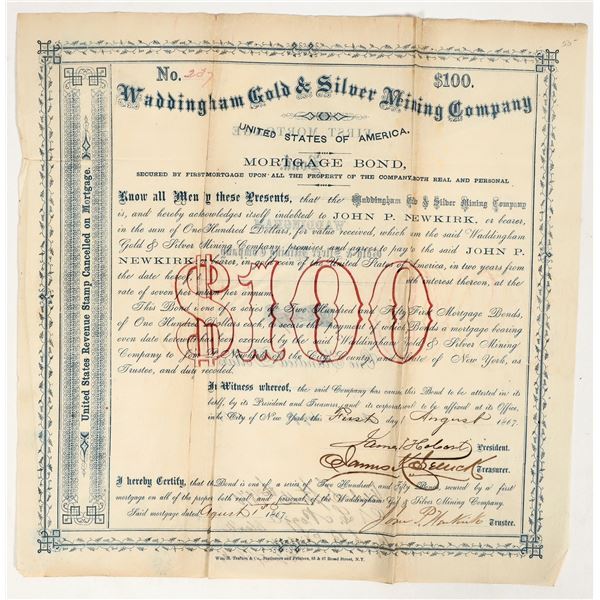 Waddingham Gold & Silver Mining Company Bond, 1867 [201775]