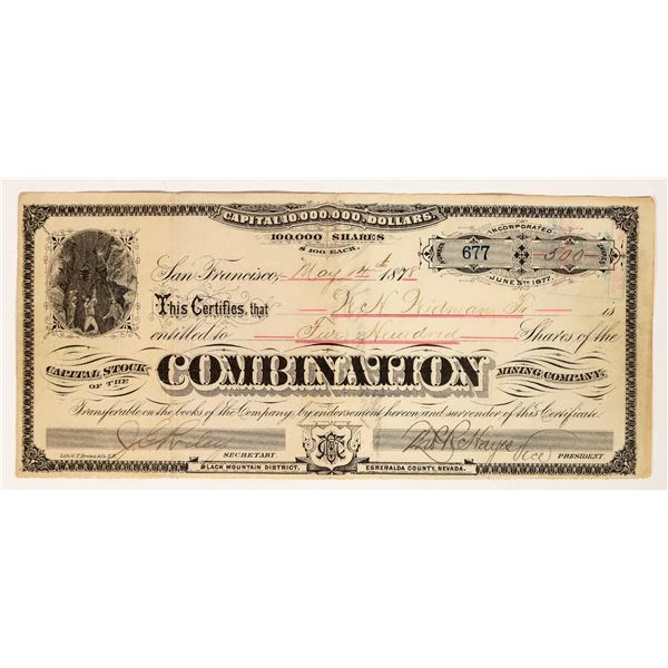 Combination Mining Company Stock Certificate (GT Brown Lith.) [200311]
