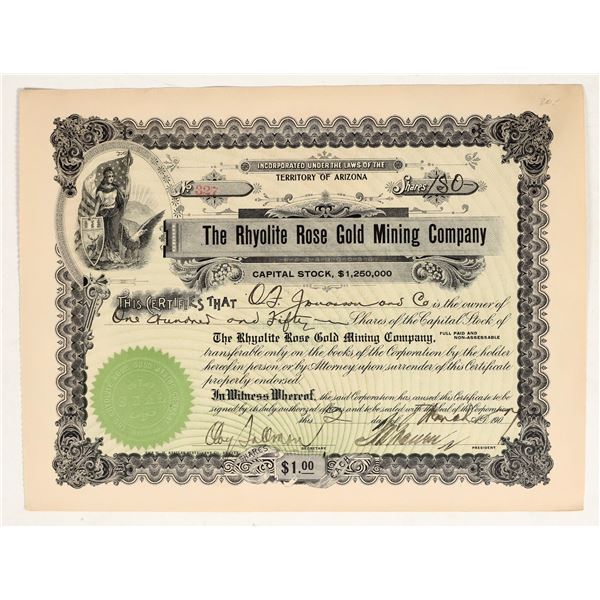 The Rhyolite Rose Gold Mining Co. Stock [200645]