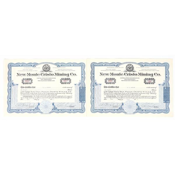 New Monte Cristo Mining Co. Stocks Signed by Swindler CC Julian [200877]