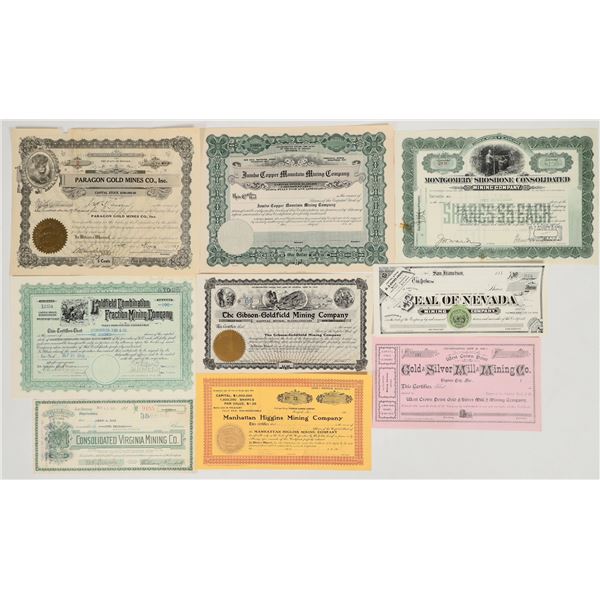 Nevada Mining Stock Collection (9 Different) [201776]