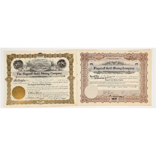 Flagstaff Gold Mining Company Stock Certificate Pair [201702]