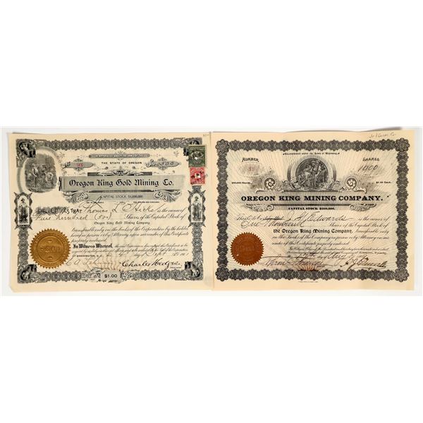 Oregon King Mining Company Stock Certificate Pair [201718]
