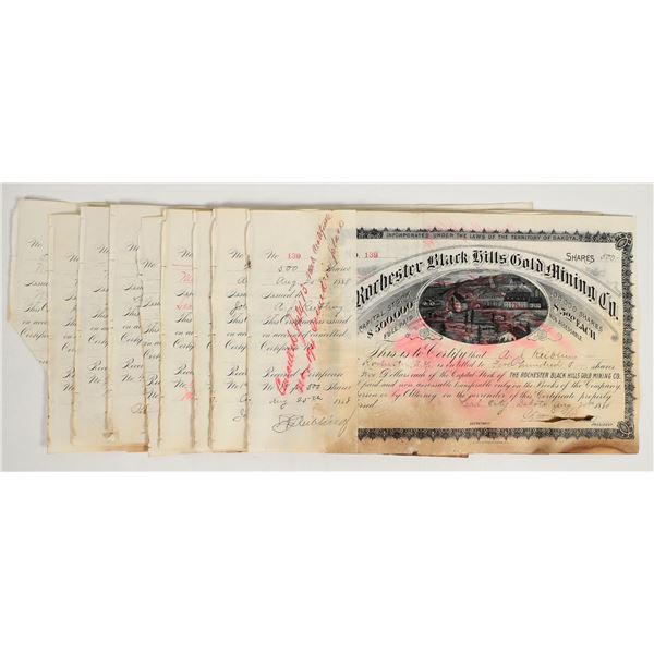Rochester Black Hills Gold Mining Company Stock Certificates (13 [198229]