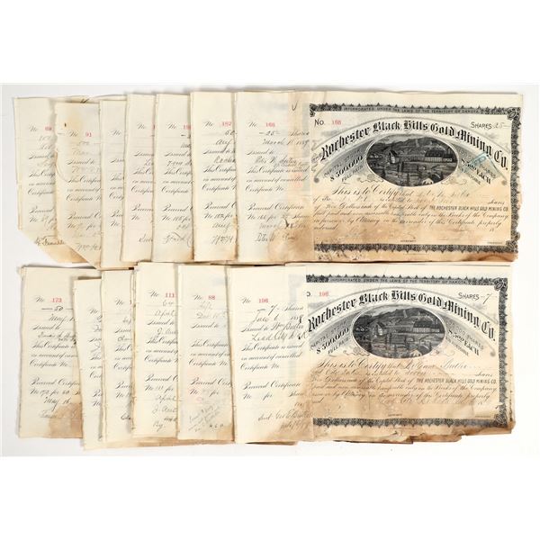 Rochester Black Hills Gold Mining Company Stock Certificates (24) [198228]