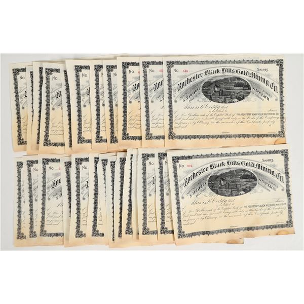 Rochester Black Hills Gold Mining Company Stock Certificates (38) [198227]
