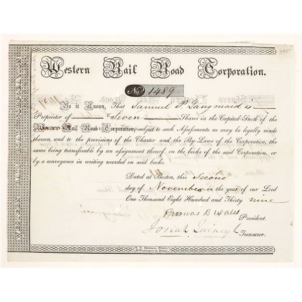 Western Rail Road Co. Stock Certificate [191227]