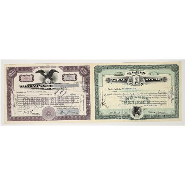 Two Different Watch Company Stock Certificates  [200812]