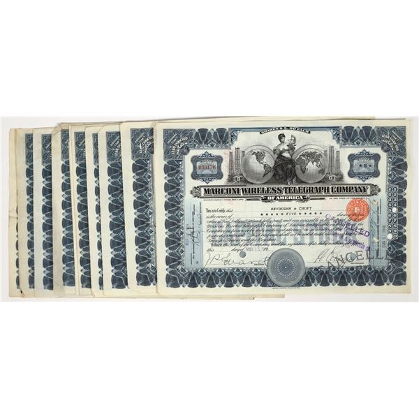 Marconi Wireless Telegraph Company Stock Certificate Group (10) [200830]