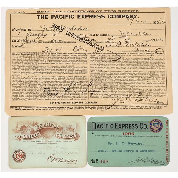 Pacific Express Company Passes & Shipping Receipt [202715]