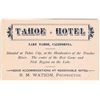 Image 1 : Tahoe Hotel, RM Watson Proprietor, Business Card [200800]