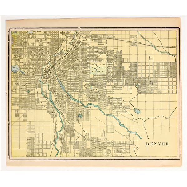 Antique Map of Denver, Colorado, George F. Cram, 1892 [201364]