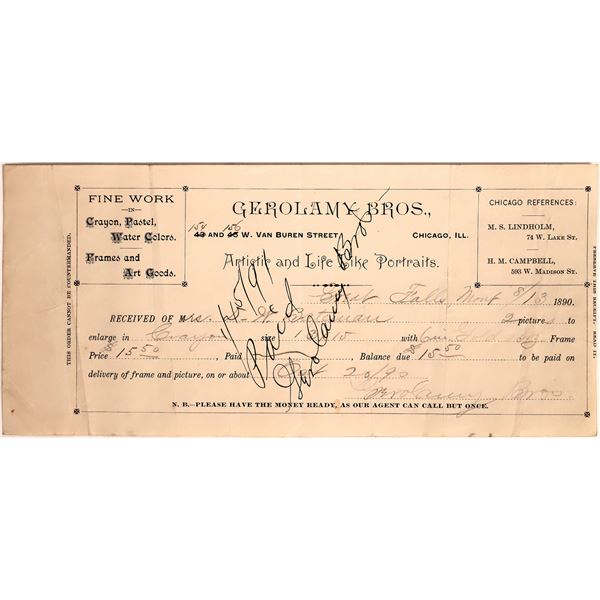 Gerolamy Bros. Photo Receipt 1890 [177665]