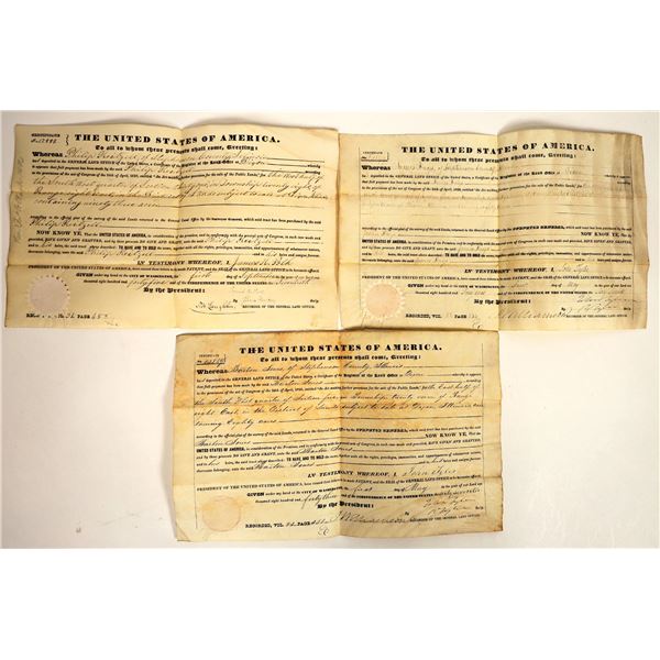 Three Stephenson County, Illinois Land Patents, 1840s [201647]