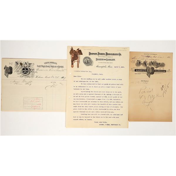 Three Nice Pictorial Saddle Billheads (Montana and Minnesota)  [202712]