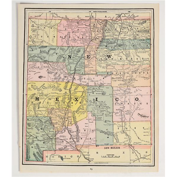 Antique Map of New Mexico Territory by George F. Cram, 1897 [201362]