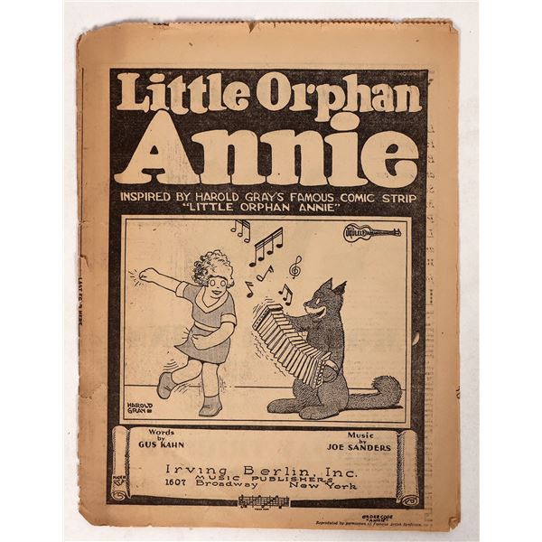 Little Orphan Annie in Sheet Music for Ukelele by Gus Kahn and Joe Sanders c.1928 [191751]