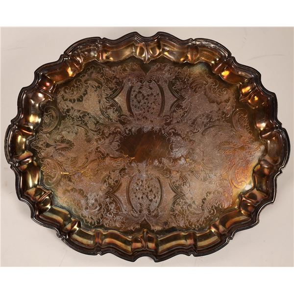 Oval Large Silver Plate Footed Serving Tray [183225]