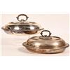 Image 1 : Silver Plate Lidded Oval Serving Bowl Pair [183199]