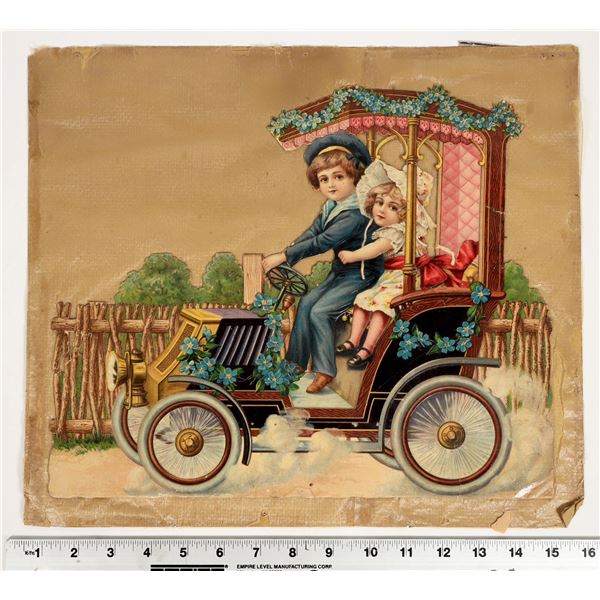 Antique Car with Boy & Girl Large Diecut [196677]