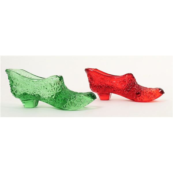Red and Green Glass Candy Glass Shoes  [190578]