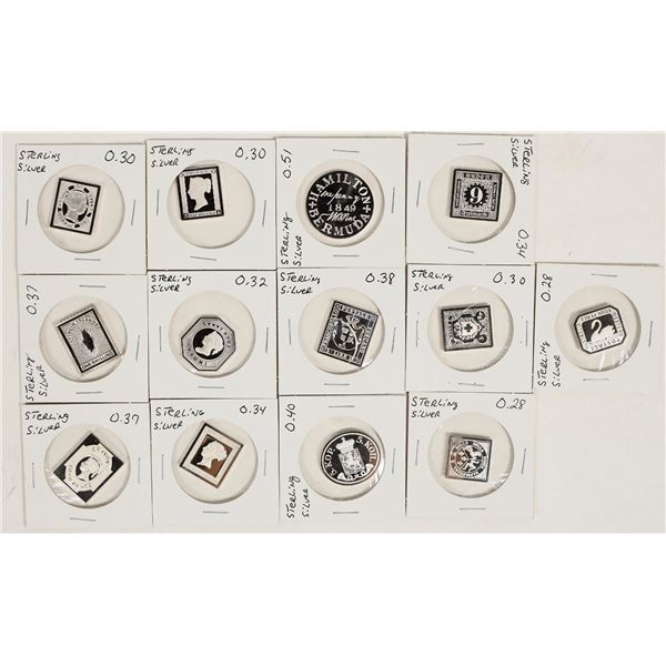 Franklin Mint Sterling Silver Postage Stamps (13) [200572]