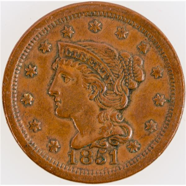 Braided Hair Large Cent 1851 EF [202283]