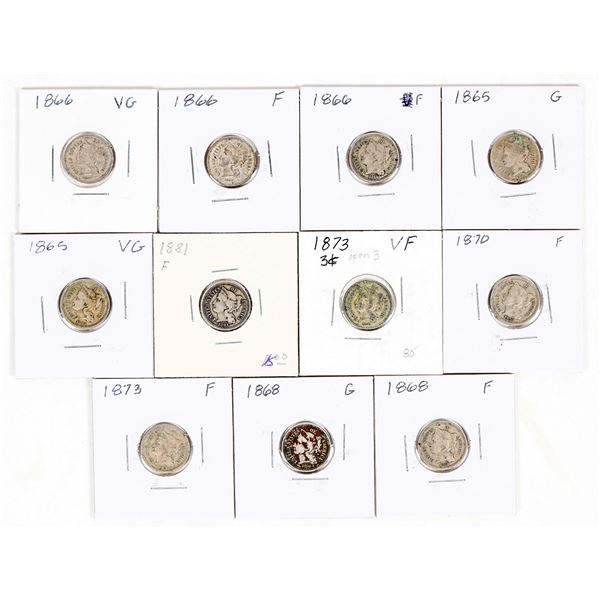 Nickel Three Cent Pieces (11) [201192]