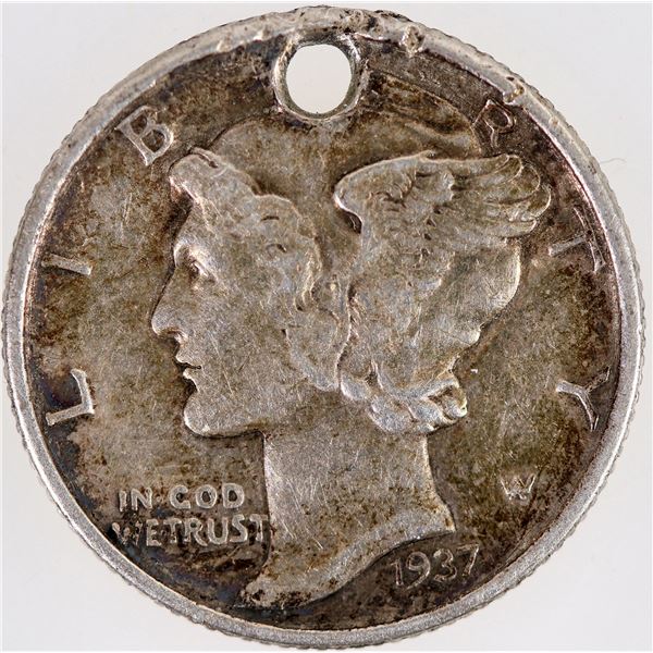 Mercury Dime Love Token 1937 "Al & Belle" [201529]