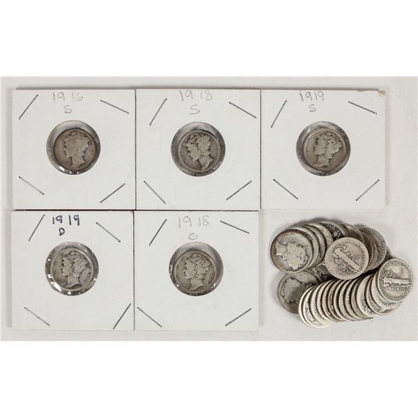 Mercury Dimes 1916-19 (35) [201513]