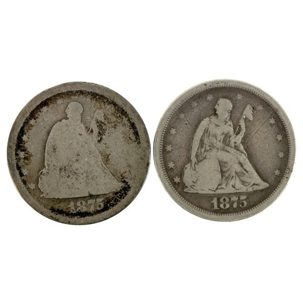 Seated Liberty Twenty Cent Pieces 1875-S (2) [201180]