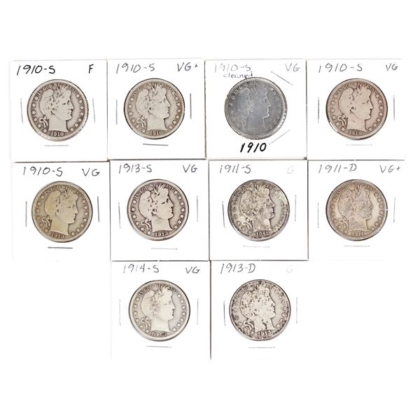 Barber Half Dollars (10) [201348]