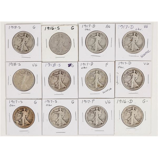 Walking Liberty Half Dollars 1916-1918 (12) [201327]