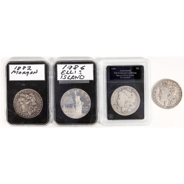Morgan Dollars (3) & Ellis Island Silver Dollar [201820]