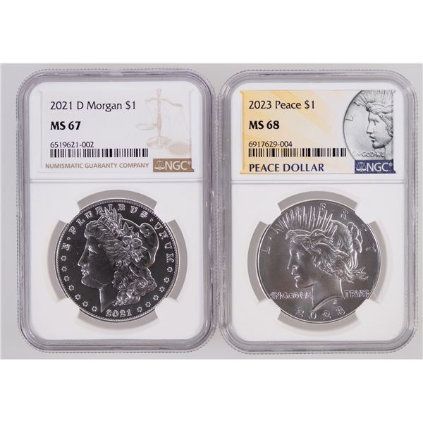 Silver Dollars: MS 68 Peace/MS 67 Morgan [201806]