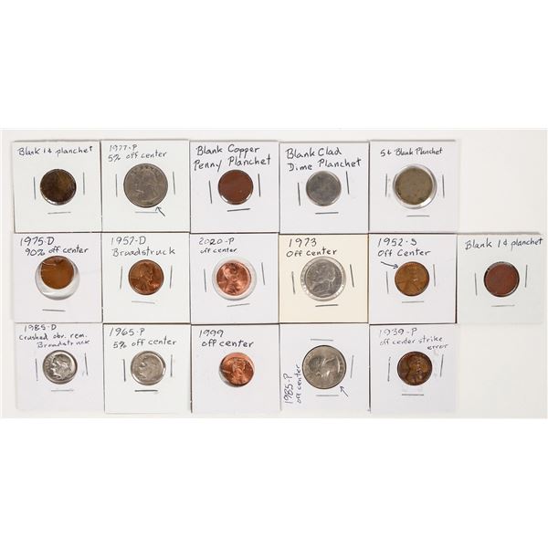 U. S. Error Coins: Off Center/Blank Planchets (16) [202422]