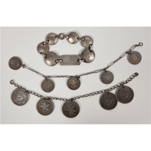 Silver Coin Bracelets (3) (Cuba and Great Britain) [201862]