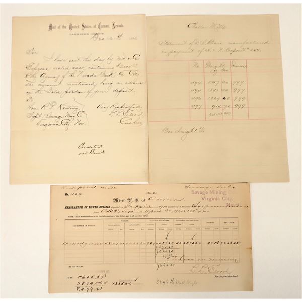 Carson City Mint Documents for Comstock Mine Deposits [202692]
