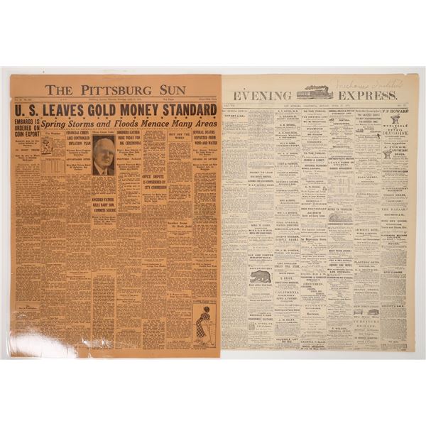 Vintage Newspaper Pages (2): US Leaves Gold Standard [194684]